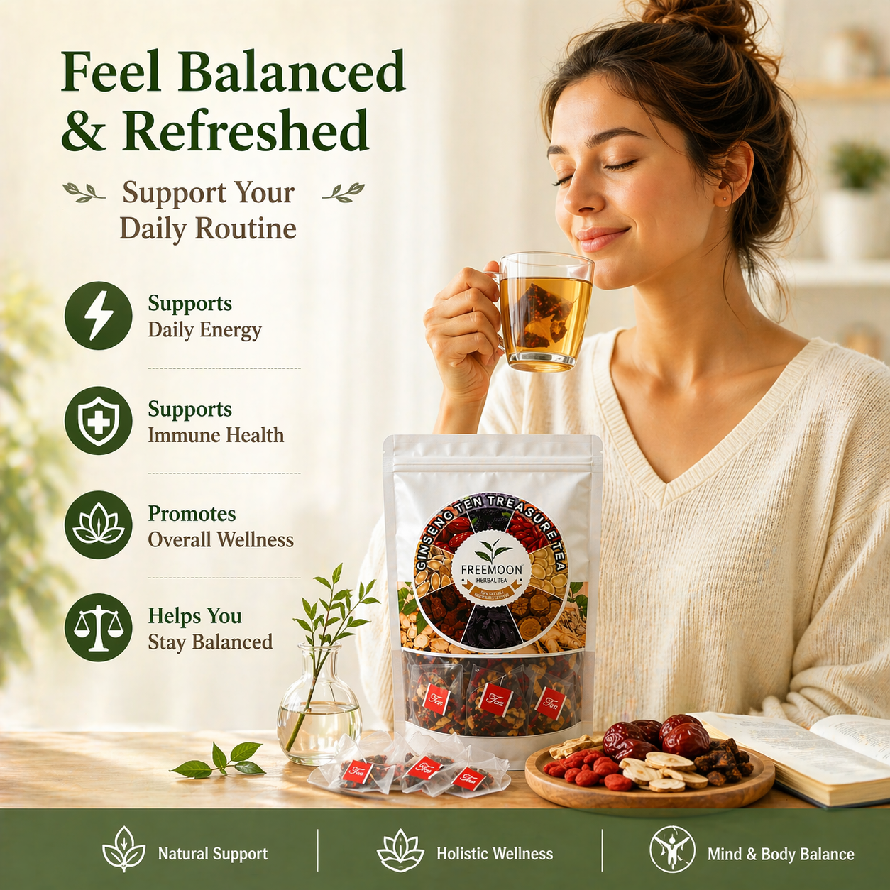 Customer enjoying tea at home